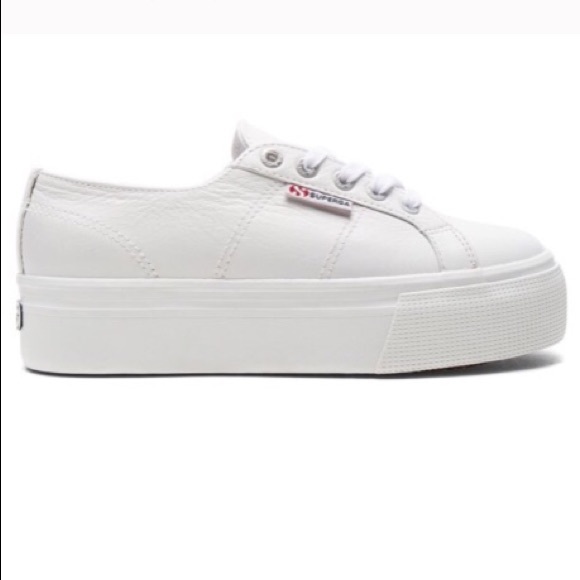 superga white leather platform sneakers